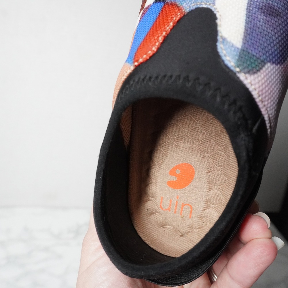 UIN Womens Abstract Geometric Mesh Slip On Travel Sneakers Multicolor Size 6.5 - Picture 6 of 8
